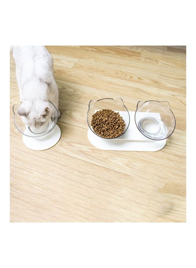 Plastic Double Feeding Bowl With Stand Clear - Image 3