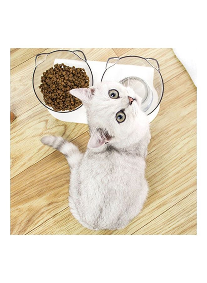 Plastic Double Feeding Bowl With Stand Clear - Image 4