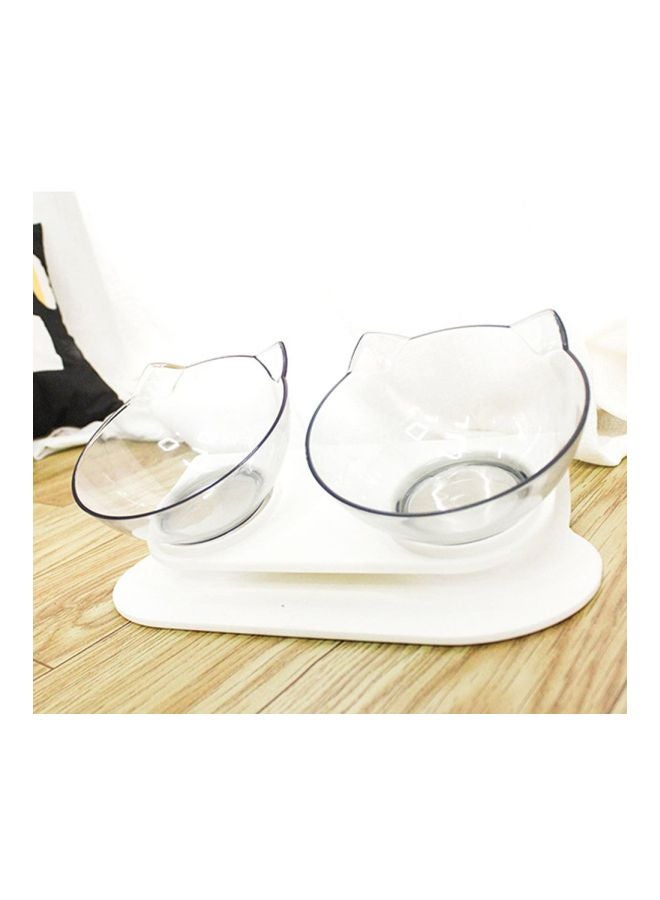 Plastic Double Feeding Bowl With Stand Clear - Image 5
