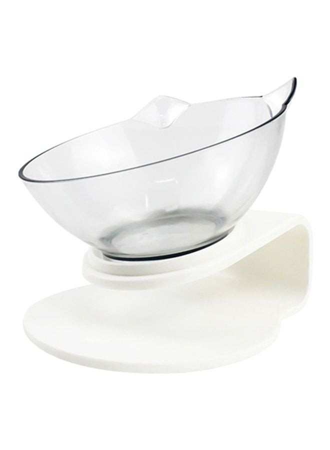 Plastic Feeding Bowl With Stand Clear/White 12x14x13cm - Image 1