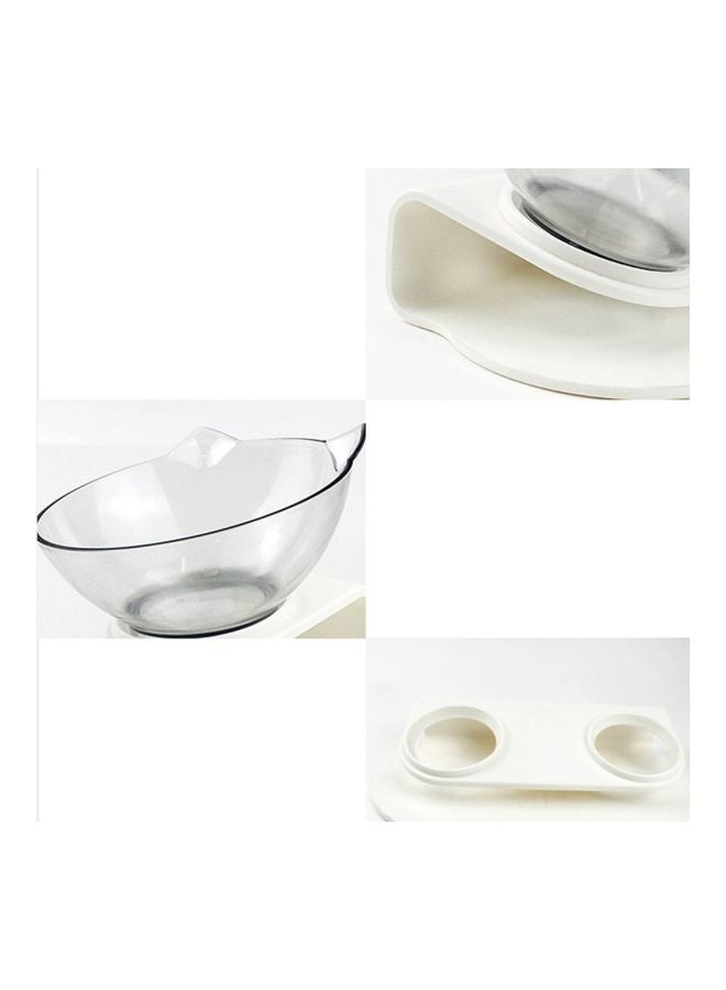 Plastic Feeding Bowl With Stand Clear/White 12x14x13cm - Image 2