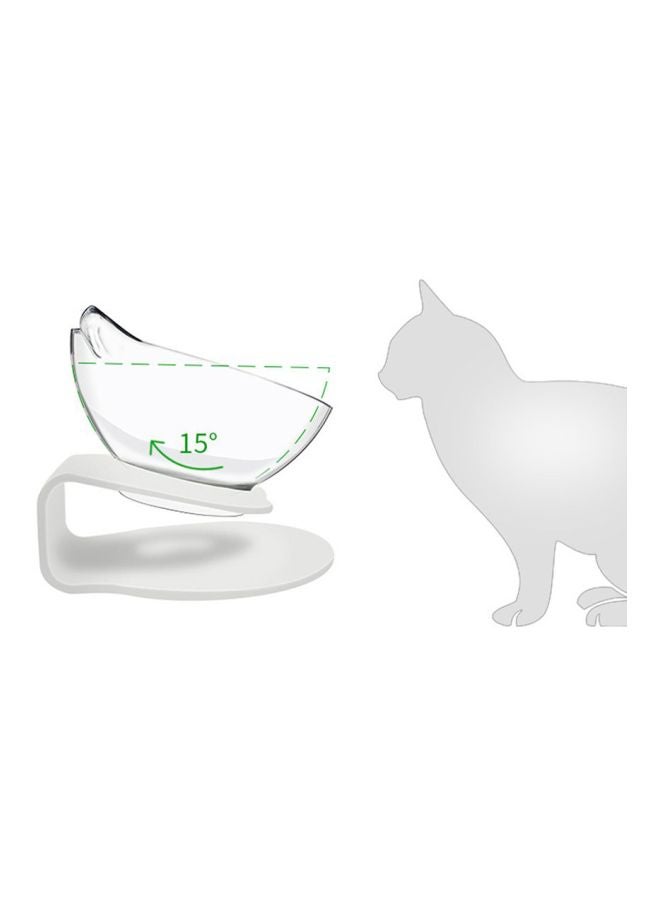 Plastic Feeding Bowl With Stand Clear/White 12x14x13cm - Image 5