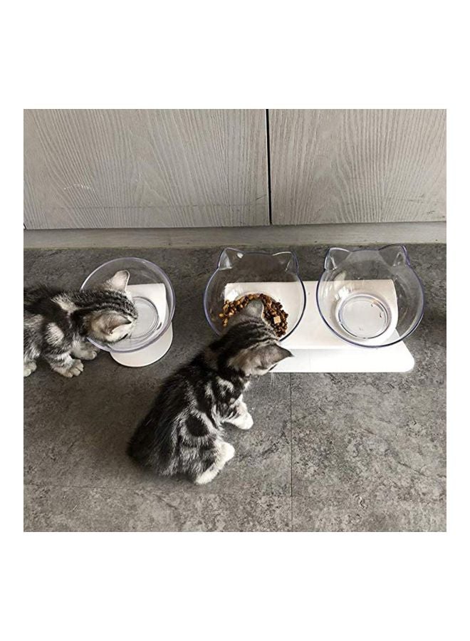 Plastic Double Feeding Bowl With Stand Clear - Image 4