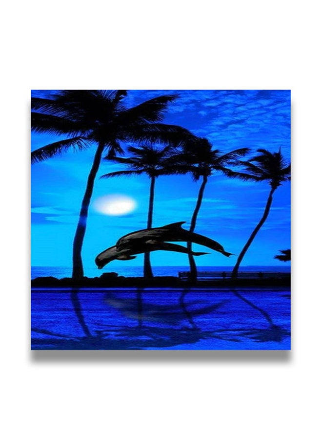 لوحة فنية من مادة MDF للزينة أزرق/أسود/أبيض 30 x 30سم