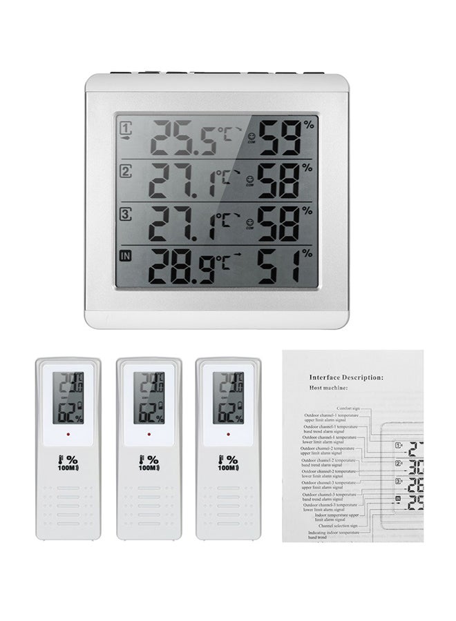 مقياس رطوبة رقمي لاسلكي مزود بشاشة LCD للأماكن الداخلية/ الخارجية أبيض - Image 1