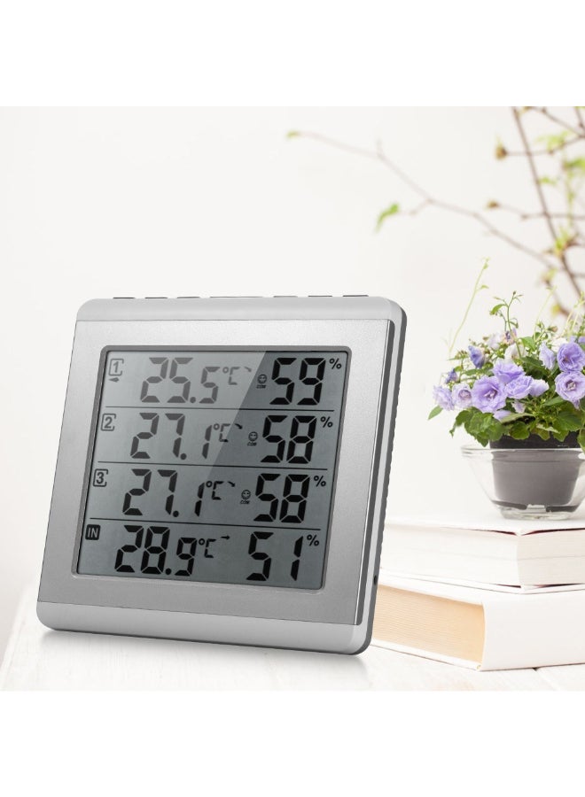 مقياس رطوبة رقمي لاسلكي مزود بشاشة LCD للأماكن الداخلية/ الخارجية أبيض - Image 3