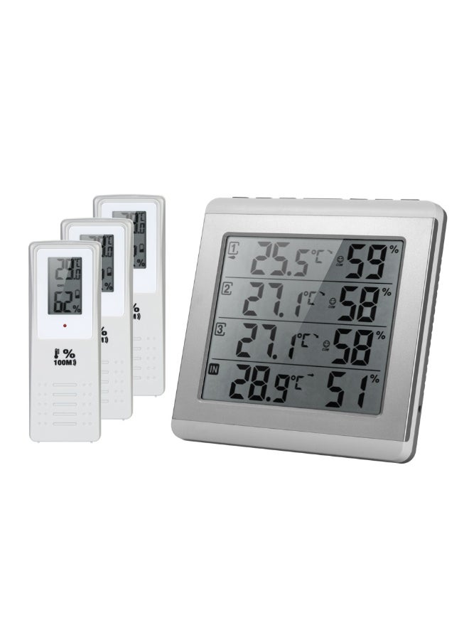 مقياس رطوبة رقمي لاسلكي مزود بشاشة LCD للأماكن الداخلية/ الخارجية أبيض - Image 2