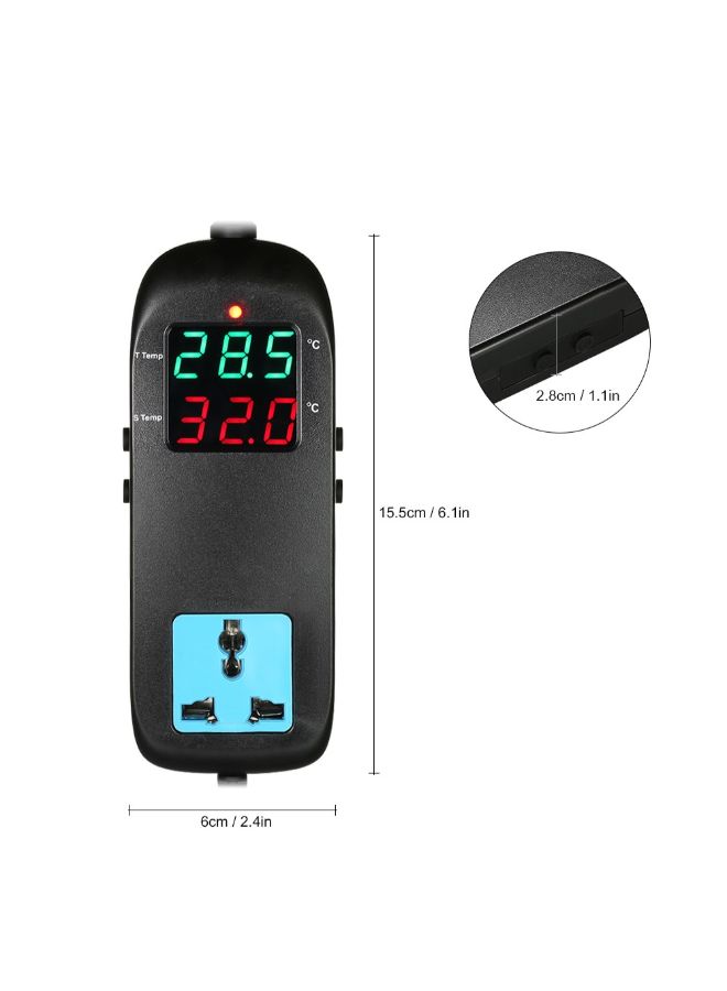 LED Digital Display Thermostat Controller Black 15.5 x 6cm  - Image 2