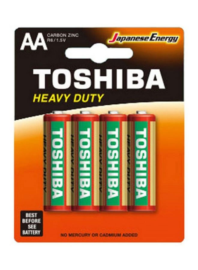 Toshiba 4 Piece Heavy Duty AA Battery Pack Green/red/white - Image 1
