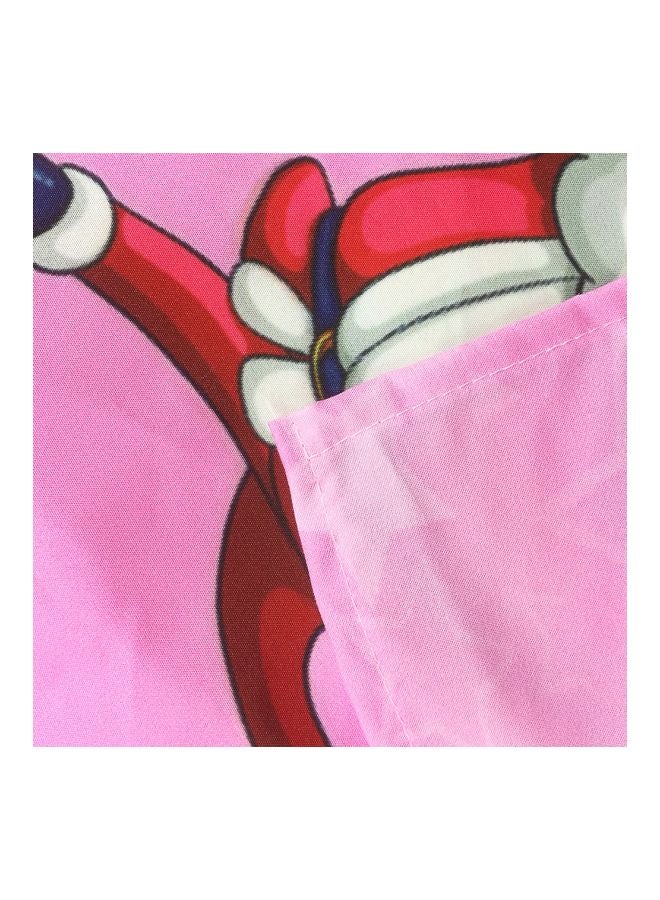 4-Piece 3D Santa Printed Duvet Cover Set Polyester Pink/Red/White - Image 4