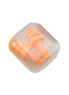Generic Soft Silicone Ear Plugs With Storage Box Orange/Clear  - Image 1