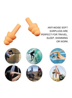 Generic Soft Silicone Ear Plugs With Storage Box Orange/Clear  - Image 3
