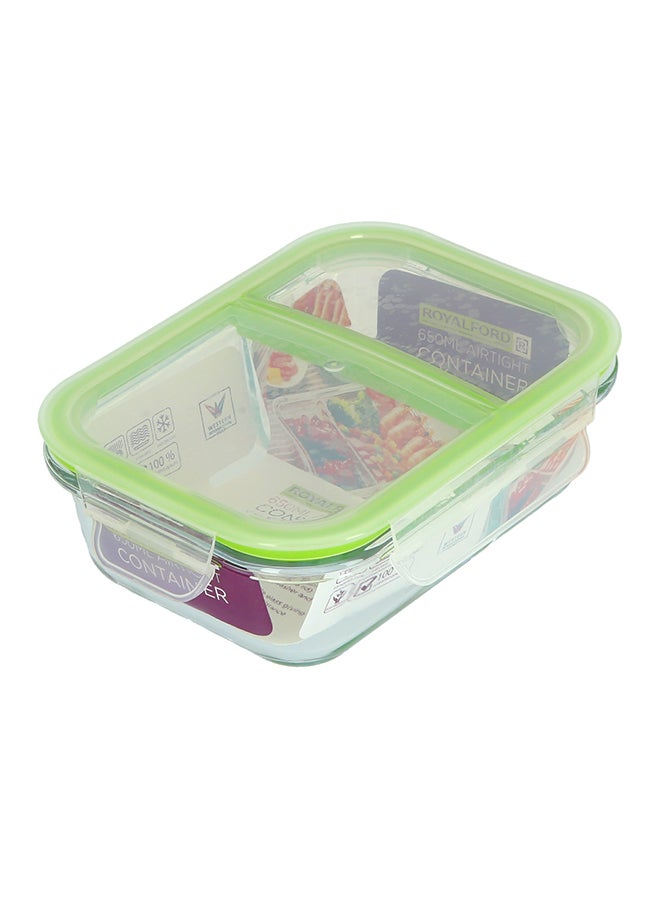 Royalford - Borosilicate Rectangular Glass Airtight Food Container Multicolour 0.65Liters - Image 1