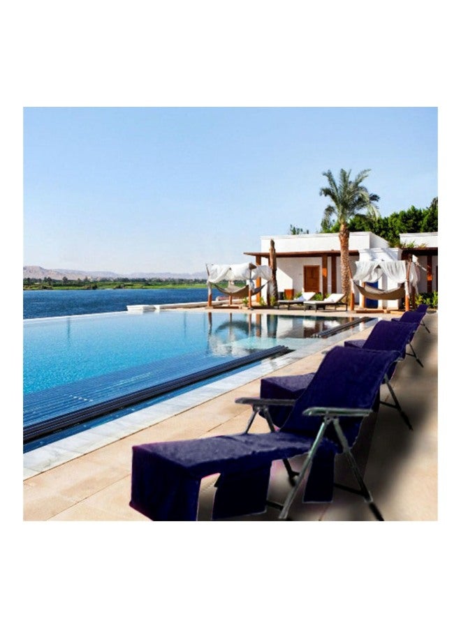 Microfiber Lounge Chair Cover Towel Navy Blue 215x75cm - Image 2