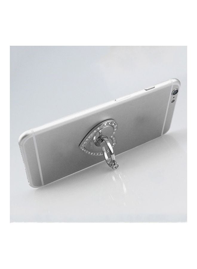 حامل حلقي للهاتف المتحرك على شكل قلب فضي - Image 4