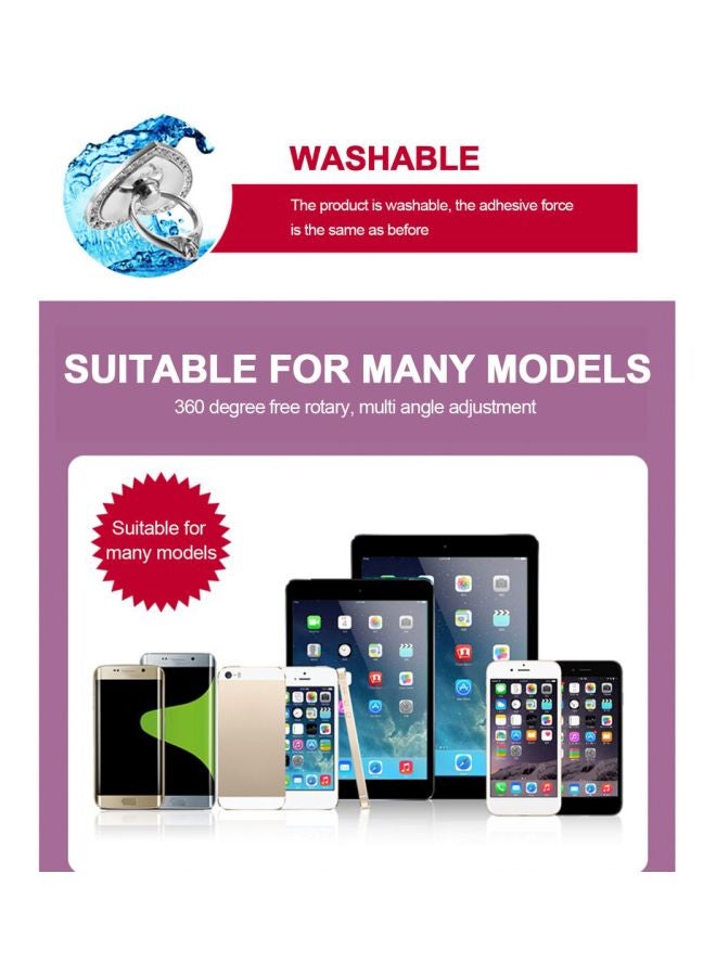 حامل حلقي للهاتف المتحرك على شكل قلب فضي - Image 3