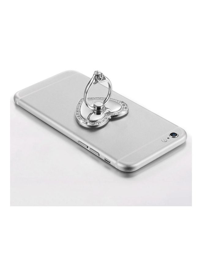 حامل حلقي للهاتف المتحرك على شكل قلب فضي - Image 5