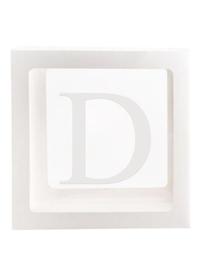 ماركة غير محددة - صندوق بالونات شفاف بطبعة حرف D 30x30x30سم - Image 1