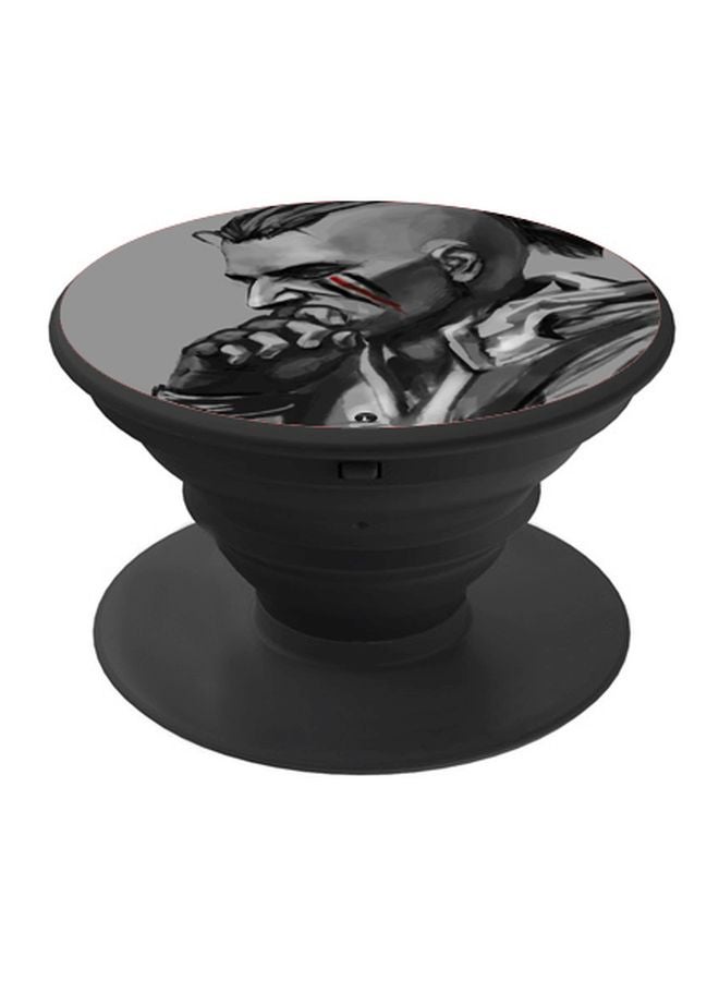 بي بي مقبض هاتف منبثق مزين بطبعة أسود/ رمادي - Image 1