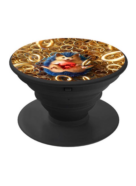 Printed Pop Socket Phone Grip Black/Gold/Blue