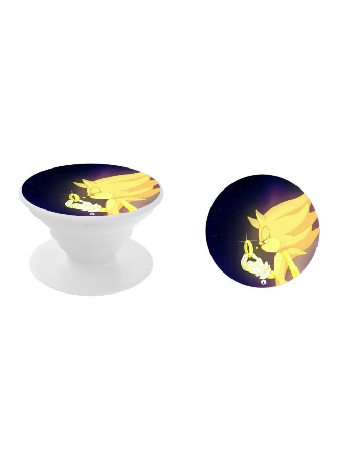 بي بي مقبض هاتف منبثق مزين بطبعة أبيض/أزرق/أصفر - Image 2