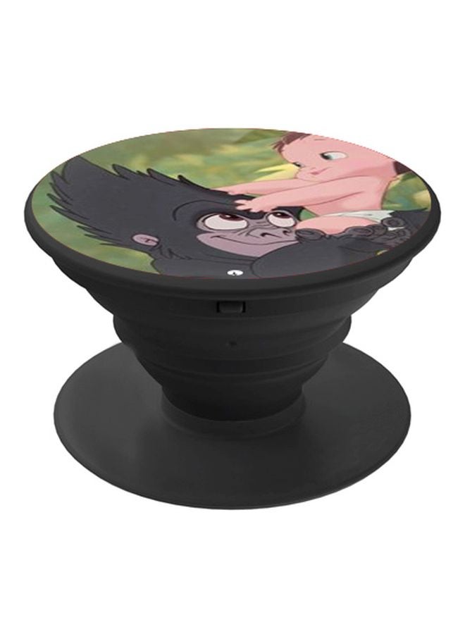 بي بي حامل هاتف على شكل مقبض أصابع منبثق بطبعة رسومات كرتونية أخضر/أسود/وردي - Image 1