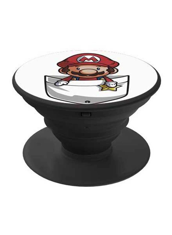 بي بي مقبض للهاتف بتصميم مقبس بارز بطبعة وجه ضاحك بيج/أحمر/أبيض - Image 1