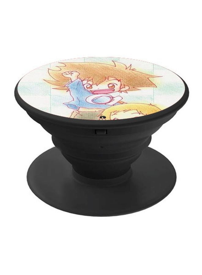 بي بي مقبض هاتف منبثق مزين بطبعة بيج / أسود/أزرق - Image 1