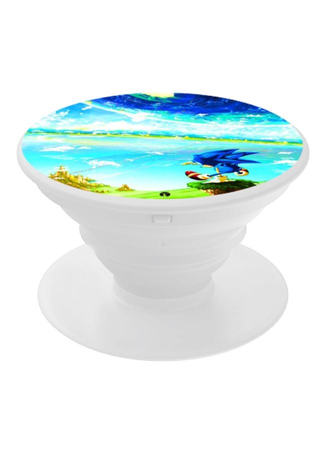 BP Printed Pop Up Finger Grip Phone Holder Blue/Green/White - Image 1