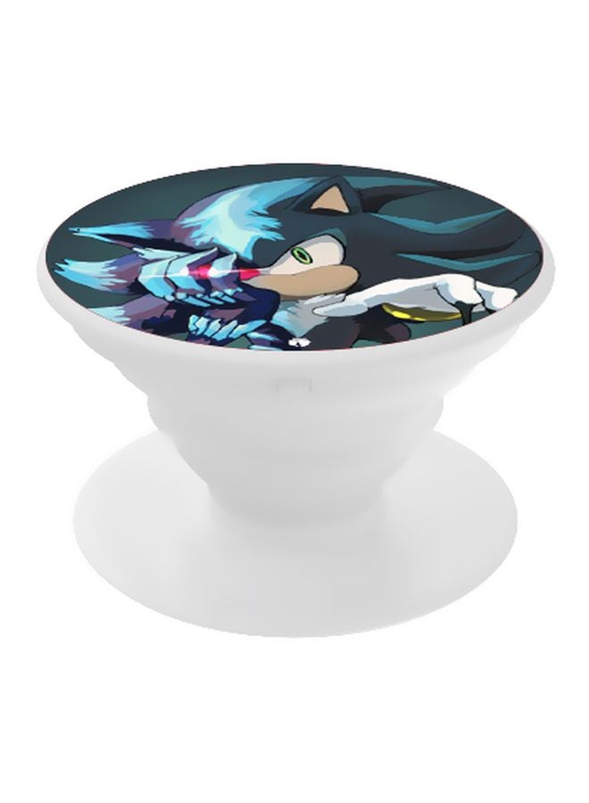 بي بي حامل هاتف بتصميم قبضة للأصابع تنبثق لأعلى وبنمط مطبوع أبيض / أسود / أزرق - Image 1