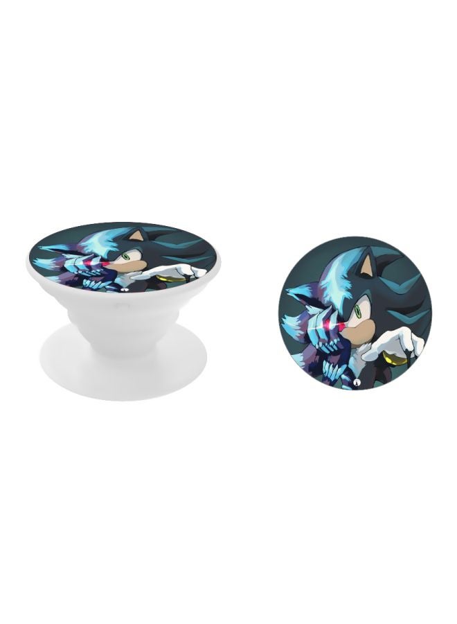 بي بي حامل هاتف بتصميم قبضة للأصابع تنبثق لأعلى وبنمط مطبوع أبيض / أسود / أزرق - Image 2