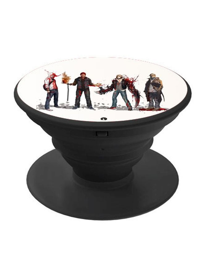 BP Printed Pop Up Finger Grip Phone Holder White/Black/Red - Image 1