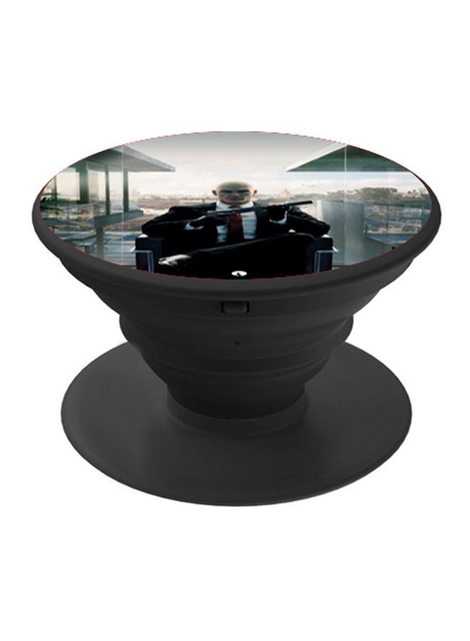 BP Printed Pop Up Finger Grip Phone Holder White/Black/Red - Image 1