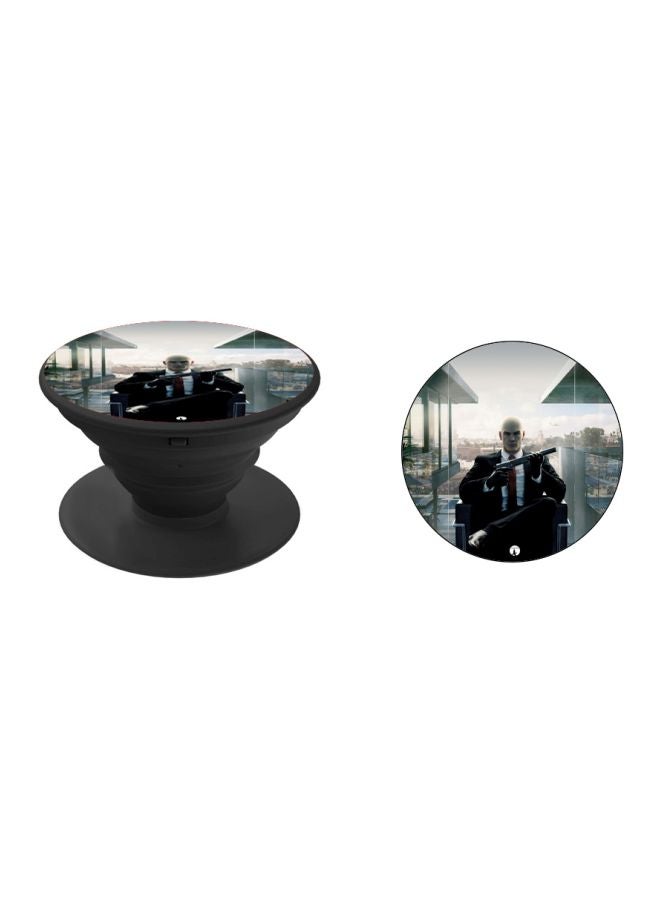 BP Printed Pop Up Finger Grip Phone Holder White/Black/Red - Image 2