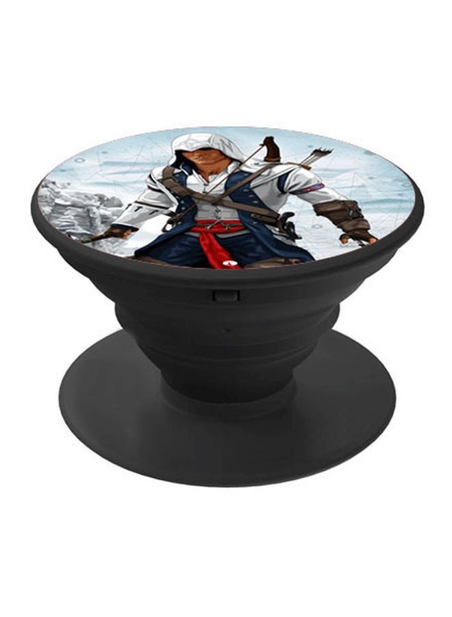 BP Cartoon Printed Pop Up Finger Grip Phone Holder Black/White/Blue - Image 1