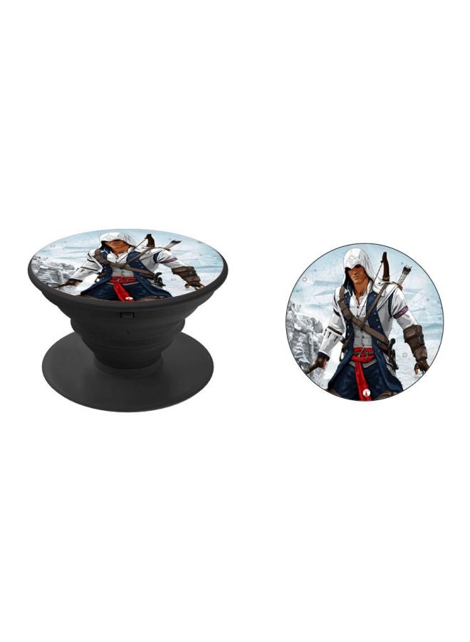 BP Cartoon Printed Pop Up Finger Grip Phone Holder Black/White/Blue - Image 2