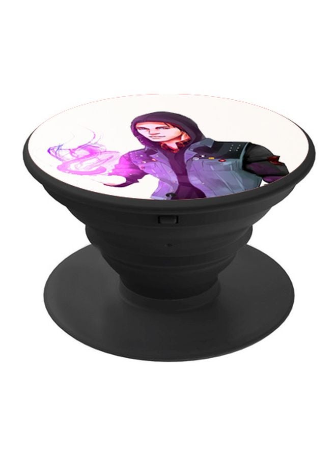 بي بي حامل هاتف على شكل مقبض أصابع منبثق بطبعة رسومات كرتونية أرجواني/أسود/أبيض - Image 1