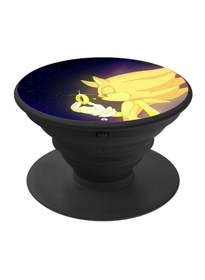 بي بي حامل هاتف على شكل مقبض أصابع منبثق بطبعة رسومات كرتونية أسود / أزرق/ ذهبي - Image 1