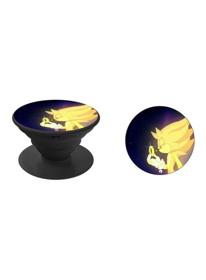 بي بي حامل هاتف على شكل مقبض أصابع منبثق بطبعة رسومات كرتونية أسود / أزرق/ ذهبي - Image 2