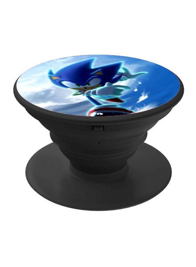 BP Cartoon Printed Pop Up Finger Grip Phone Holder Black/White/Blue - Image 1