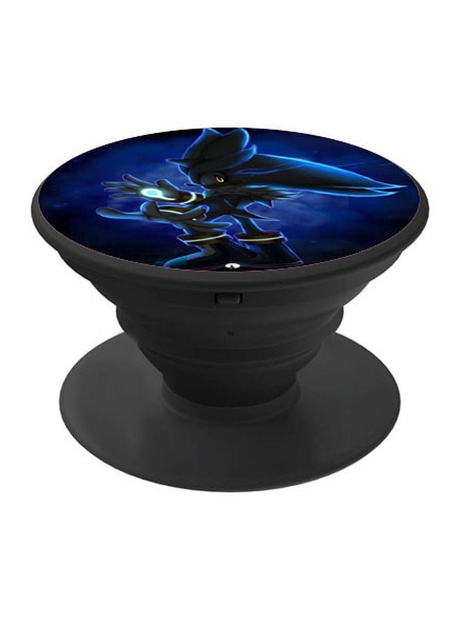 بي بي حامل هاتف على شكل مقبض أصابع منبثق بطبعة رسومات كرتونية الأسود / الأزرق - Image 1