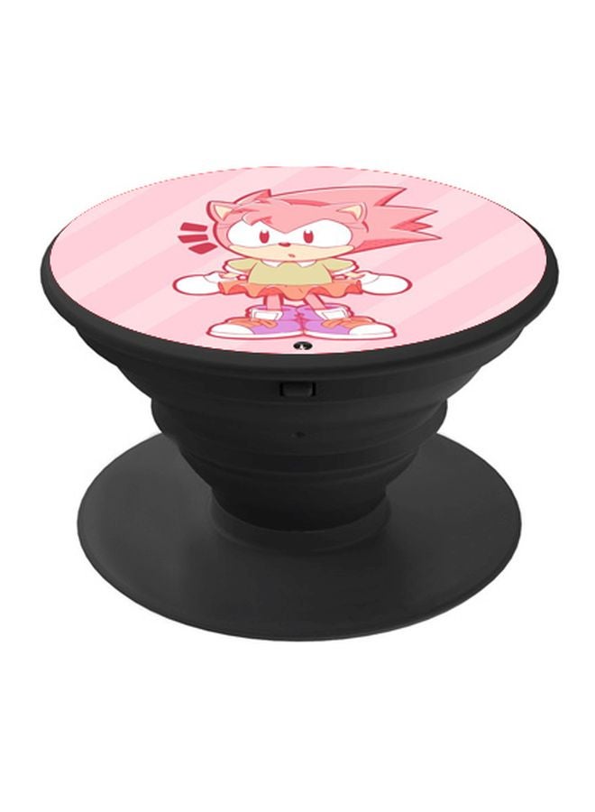 بي بي حامل هاتف على شكل مقبض أصابع منبثق بطبعة رسومات كرتونية وردي / أبيض / أسود - Image 1