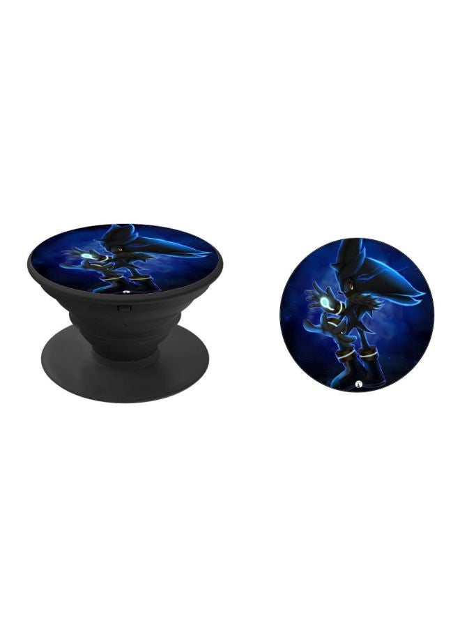 بي بي حامل هاتف على شكل مقبض أصابع منبثق بطبعة رسومات كرتونية الأسود / الأزرق - Image 2