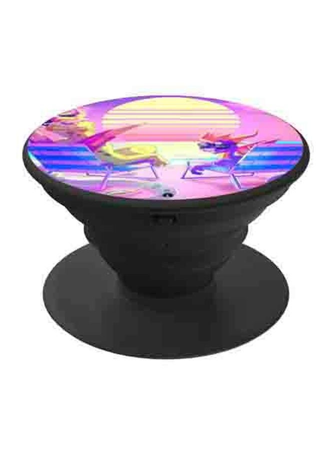 BP Cartoon Printed Pop Up Finger Grip Phone Holder Black/Purple/Yellow - Image 1