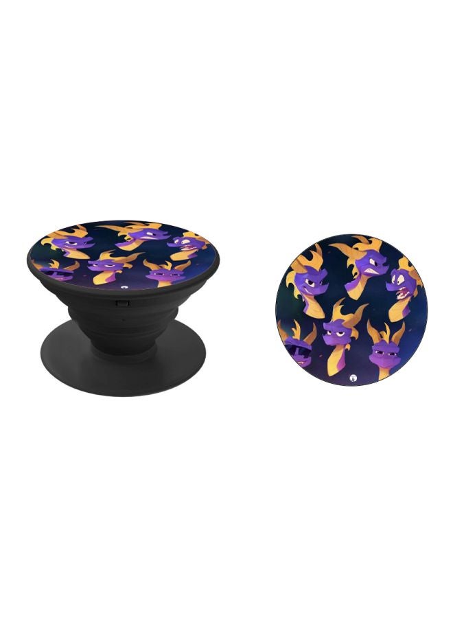 BP Cartoon Printed Pop Up Finger Grip Phone Holder Black/Purple/Yellow - Image 2