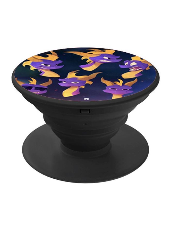 BP Cartoon Printed Pop Up Finger Grip Phone Holder Black/Purple/Yellow - Image 1