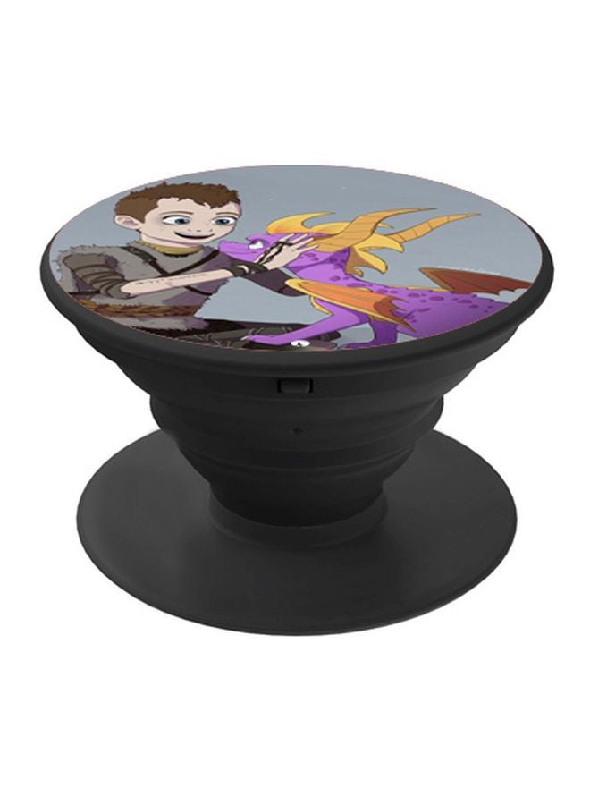 بي بي حامل هاتف على شكل مقبض أصابع منبثق بطبعة رسومات كرتونية أسود/أزرق/أرجواني - Image 1