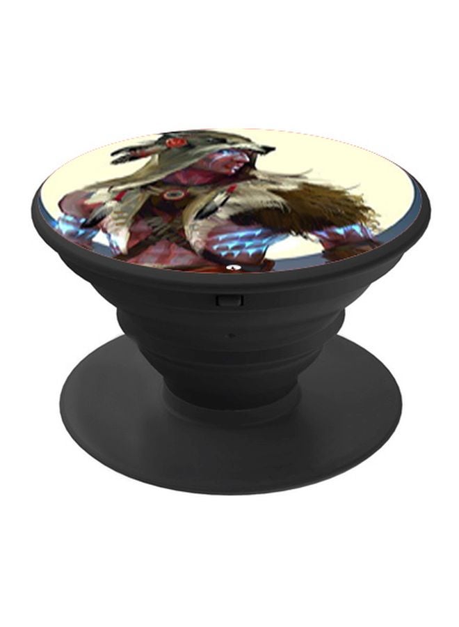 BP Printed Pop Socket Finger Grip Phone Holder Black/Beige/Blue - Image 1