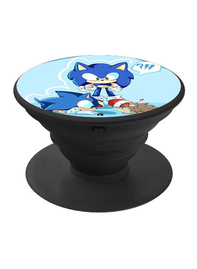 BP Sonic Printed Pop Socket Finger Grip Phone Holder Black/Blue/Beige - Image 1