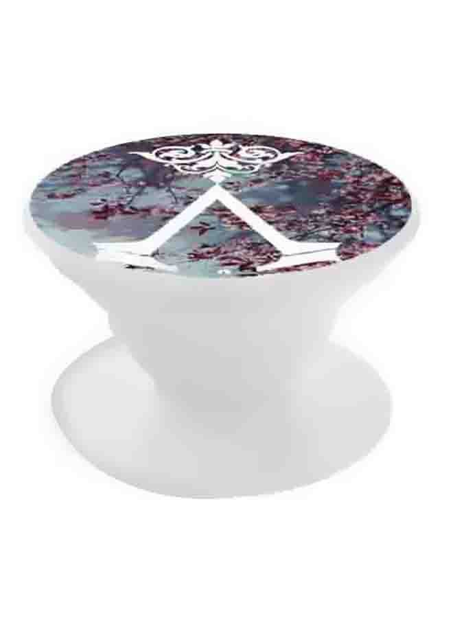BP Printed Pop Up Finger Grip Phone Holder White/Grey/Purple - Image 1